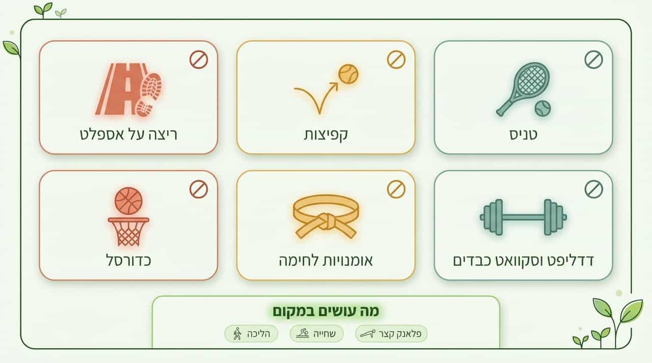 אילו פעילויות אסורות בפריצת דיסק בספורט ובאימון כוח?